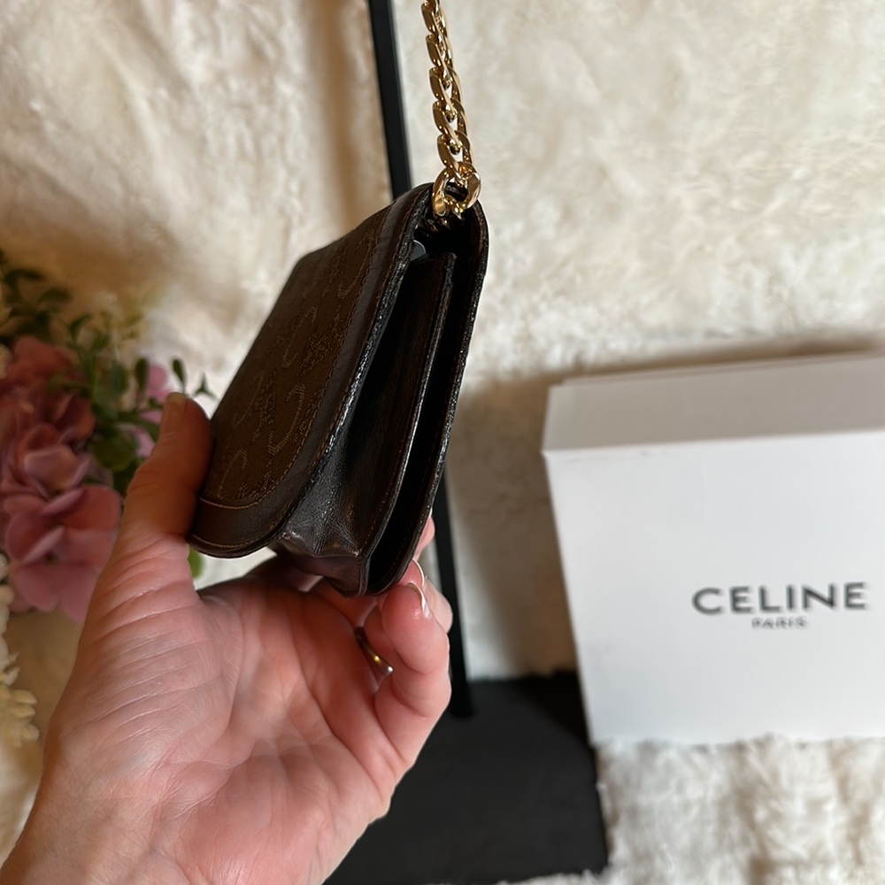 CELINE 🤎 Authentic rare wallet/chain carriage canvas/leather trim Belt bag etc - Picture 7 of 15
